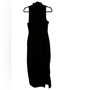 Zara Black Mock Neck Denim Midi Dress Size Small